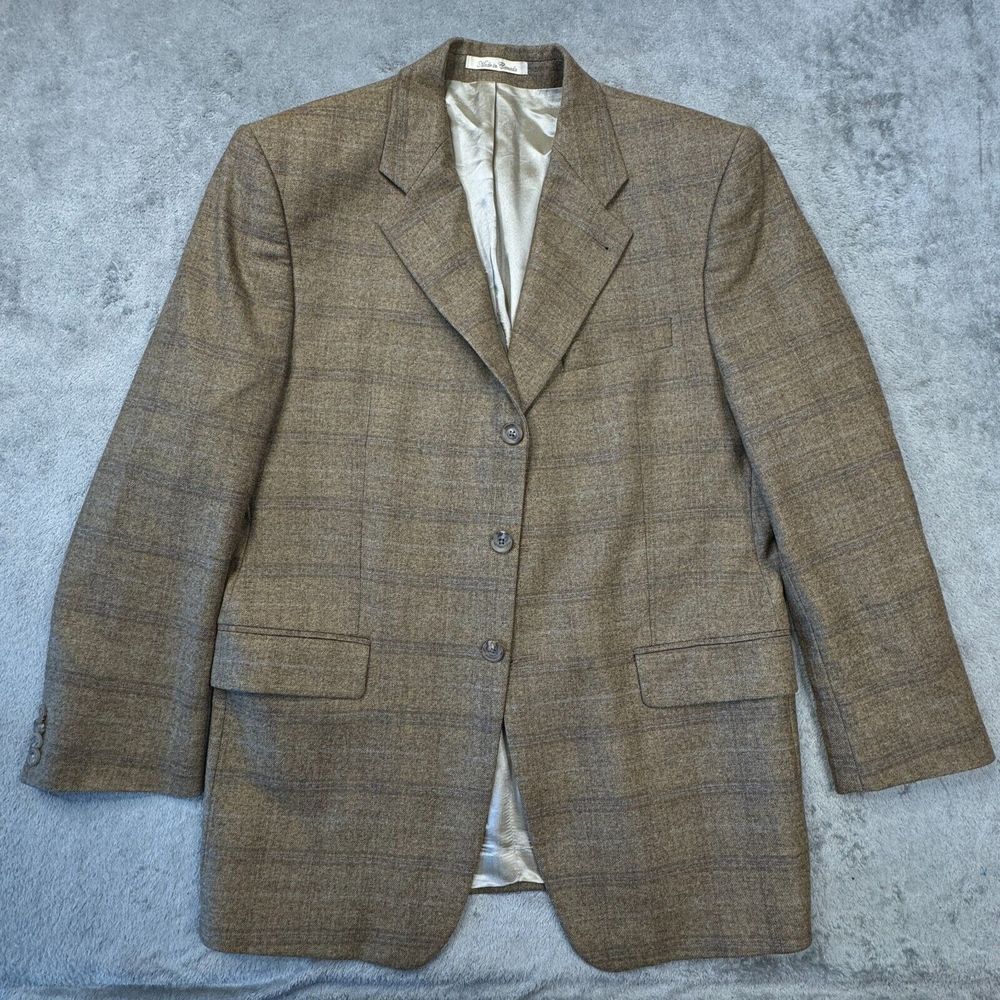 Peerless Couture Blazer Sport Coat Men's Size 40R Pure New Wool Plaid